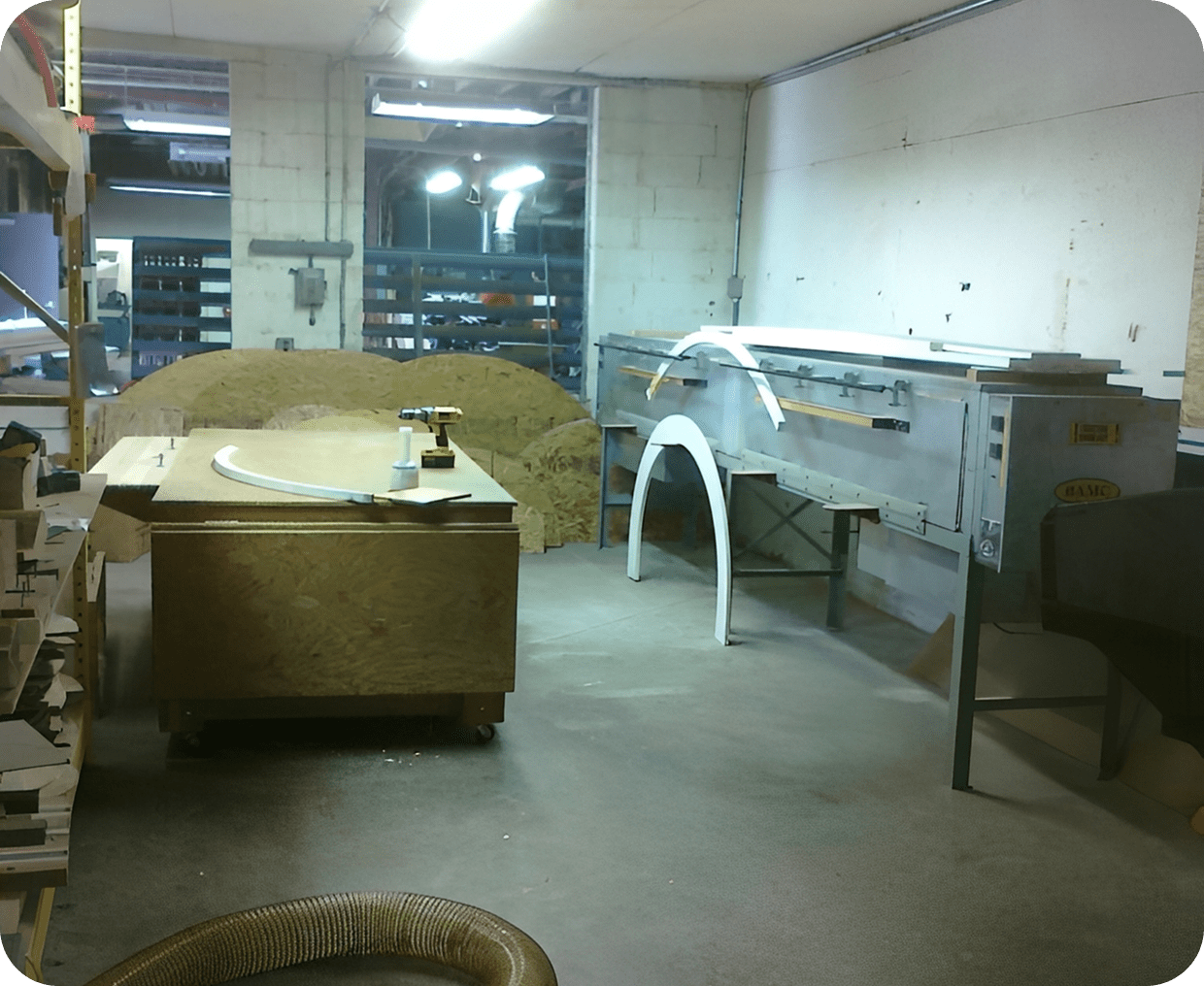 Carpentry area featuring workbench and tools